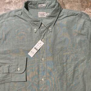 J Crew Shirt Mens Large Slim Fit Green Secret Wash Long Sleeve Button NEW